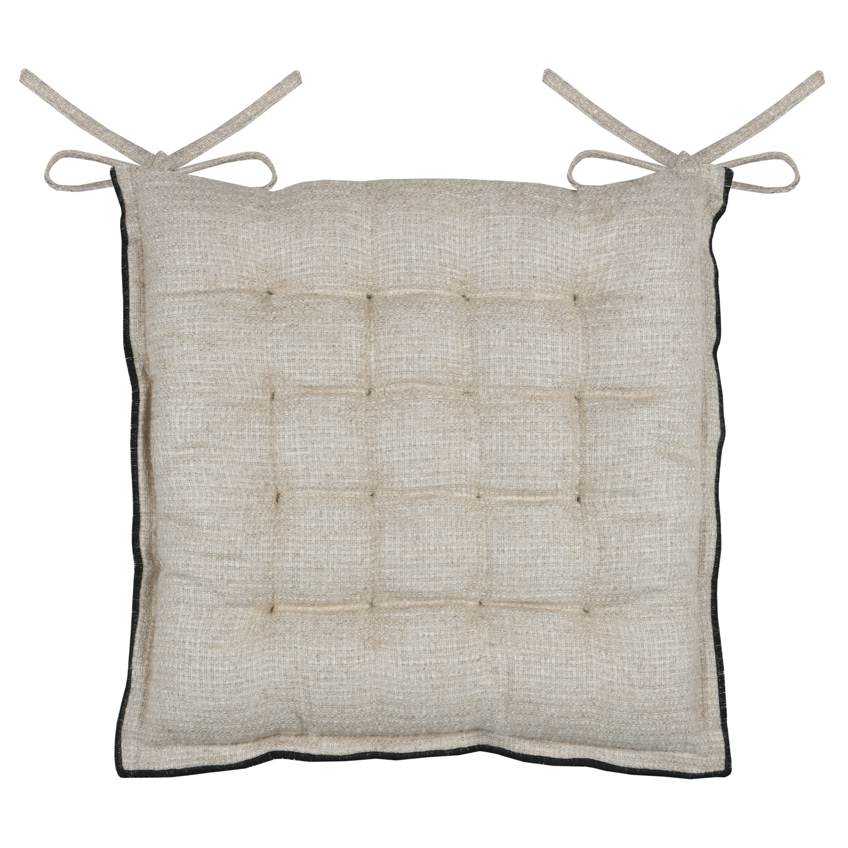 Galette de chaise en poly-lin avec finitions passepoil - Naturel