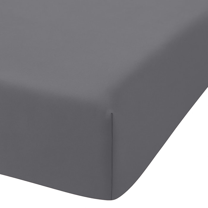 Drap Housse - Bonnet:30cm 100% percale Coton 80fils Uni Gris