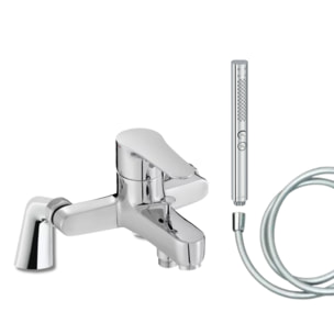 Mitigeur baignoire July + pommeau de douche Shift+ rond + flexible de douche lisse + colonnettes