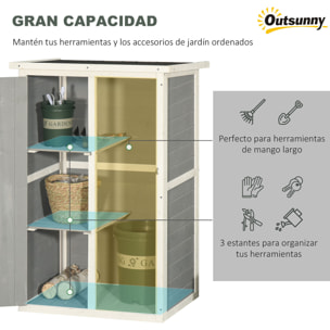 Caseta de Jardín de Madera 75x56x115 cm con 3 Estantes Puerta con Pestillo Techo