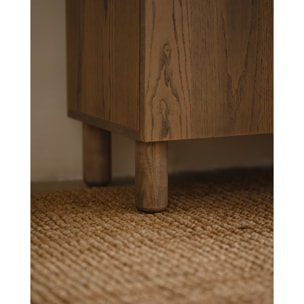 Buffet avec 3 portes en bois de placage de frêne naturel en teinte noisette de 160x40cm Hauteur: 85 Longueur: 160 Largeur: 40