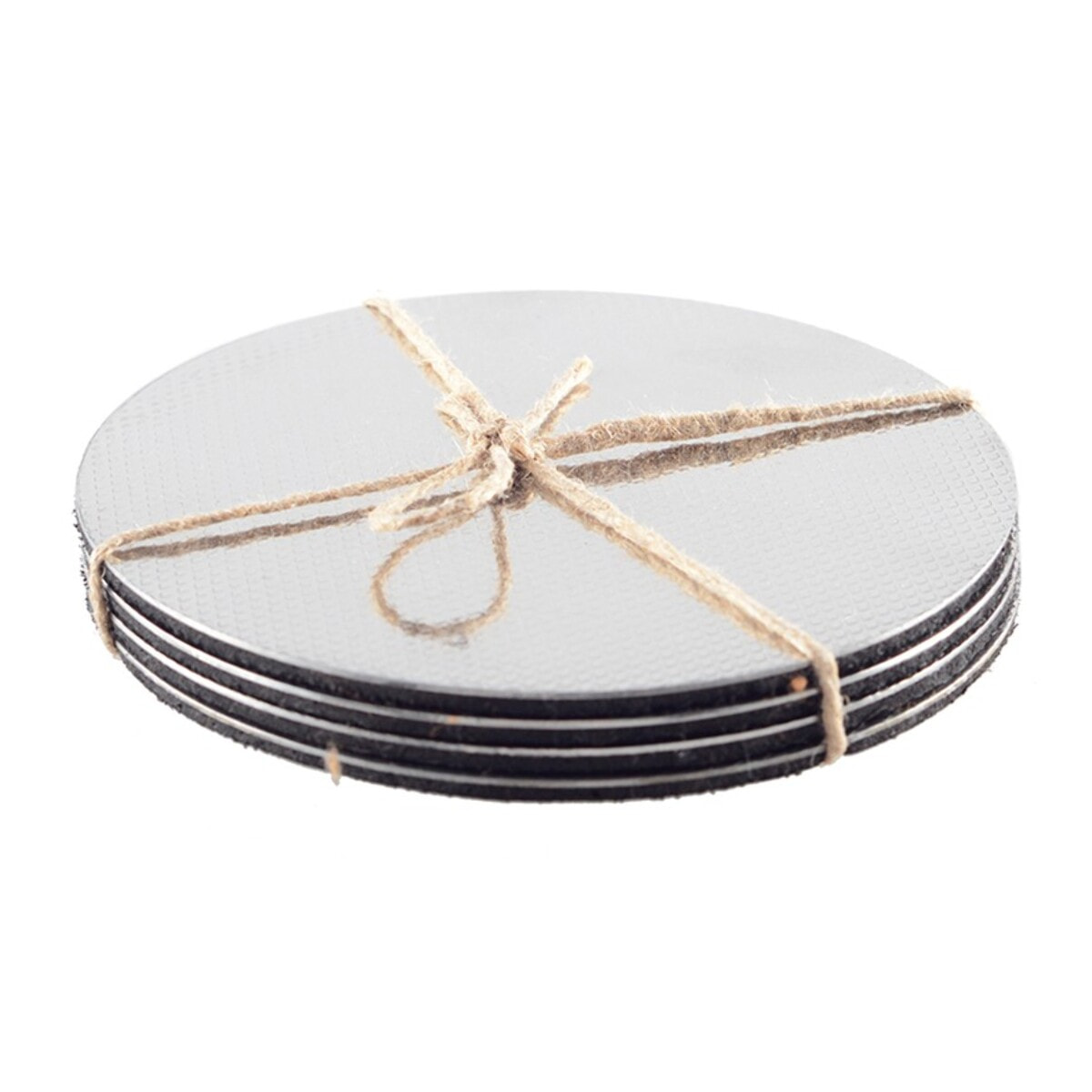 DESSOUS DE VERRE ARGENT 10X10CM - LOT DE 4