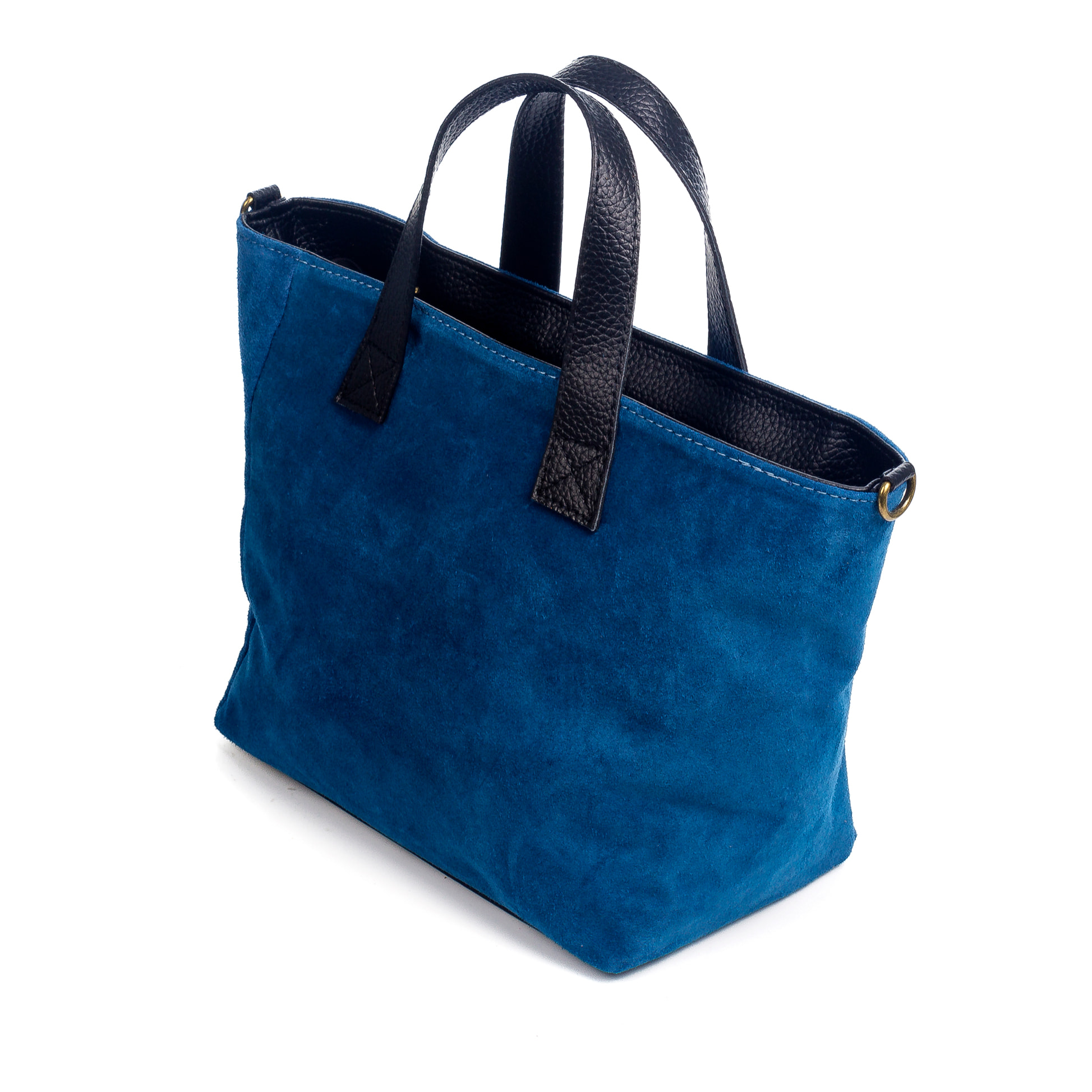 FIRENZE ARTEGIANI Cassandra Borsa tote da donna Vera pelle scamosciata Made in Italy 34x14x22 Cm. Colore blu