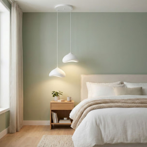 Luminaire design 2 suspensions en fibre de verre blanc SELVA