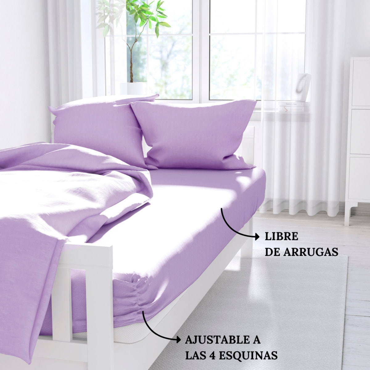 Icehome - Sábana bajera lisa - 100% Microfibra - Violeta