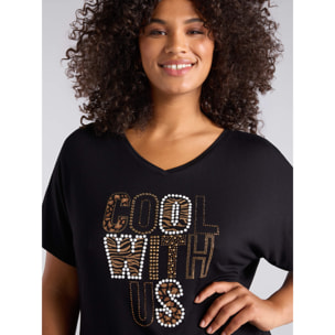 Fiorella Rubino - Maxi t-shirt con scritta - Nero