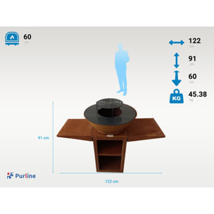 Barbecue avec plaque ronde, grill et support