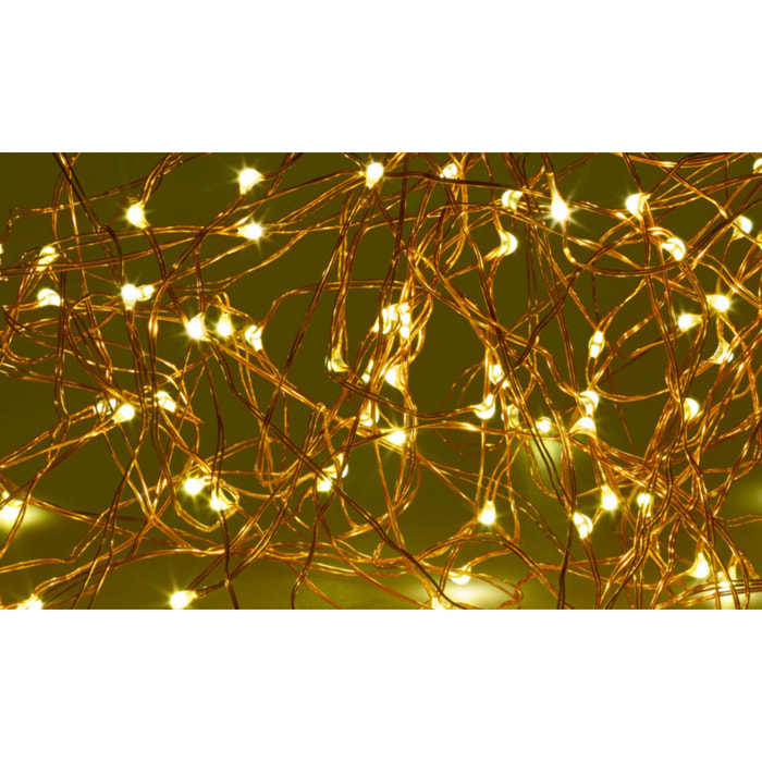 Guirlande solaire jardin micro LED fil cuivré - blanc chaud