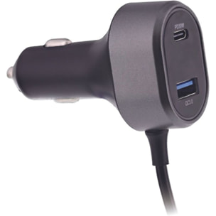 Chargeur allume cigare TNB 98W 2xUSB A et 3xUSB-C noir