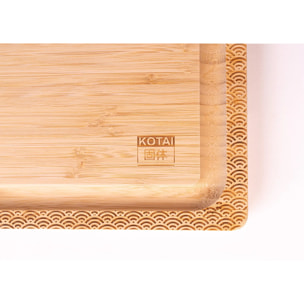 Tagliere in bambù (motivo ondulato) | Naturalmente antibatterico e antifungino (40 × 30 × 2 cm)