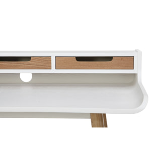 Bureau avec rangements scandinave bois clair et blanc L110 cm OPUS