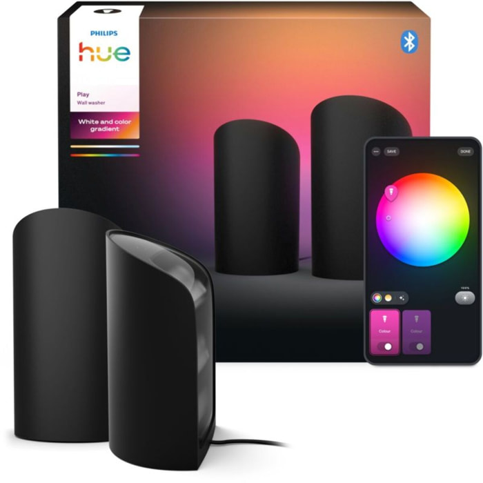 Lampe connectée PHILIPS HUE Play Wall washer Noir x2 White&Color gra