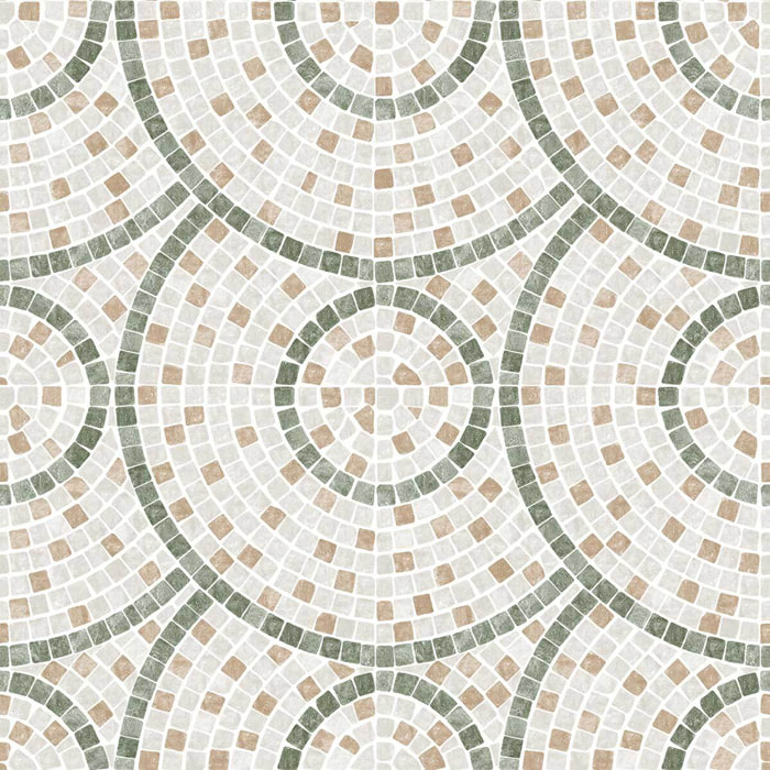 Papier peint mosaïque vert et beige