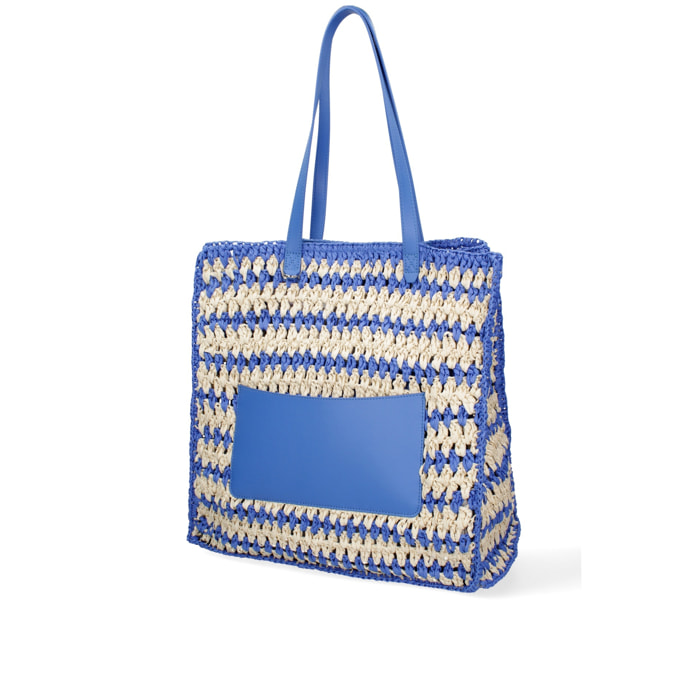 Borsa a spalla da donna - Modello False - Paglia intrecciata - 37.0 x 38.0 x 21.0 cm