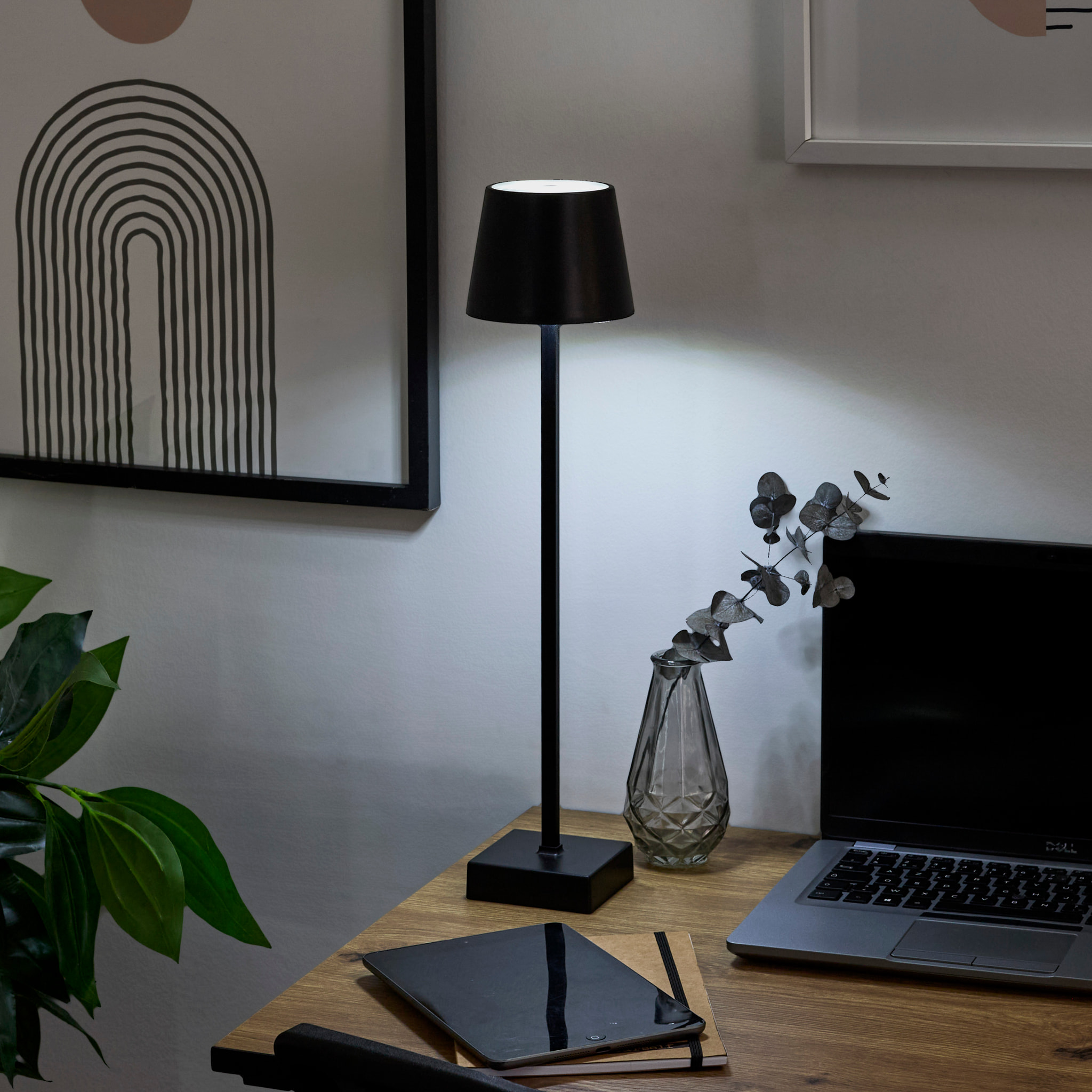Lampe De Table Noir H45cm Rechargeable Usb