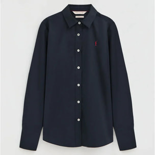 Camicia in popeline blu marino con ricamo Rigby Go