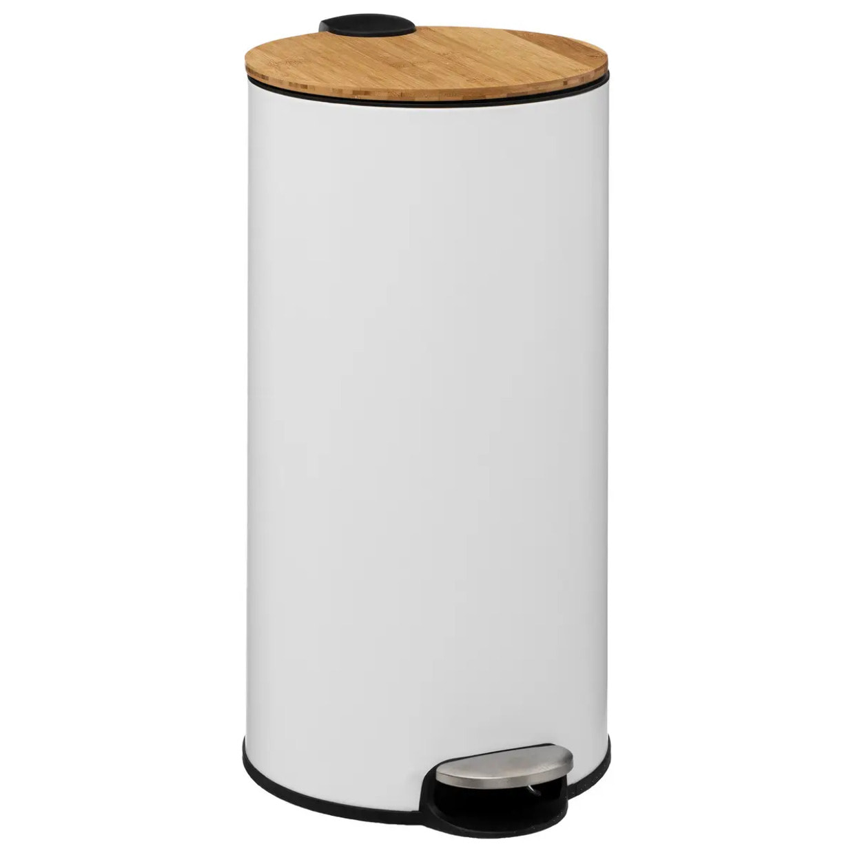 Poubelle couvercle bambou 30L "Modern Color" blanc
