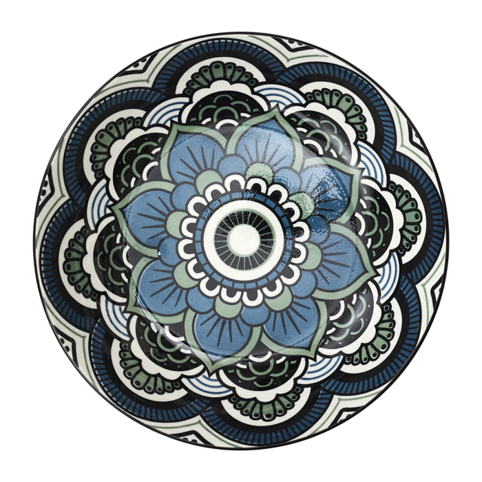 Assiette Mandala Creuse Bleu D20cm