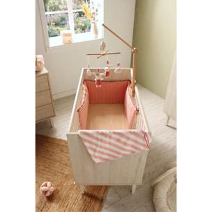 Lit bébé 120x60 sur pieds - décor bois hêtre cendré