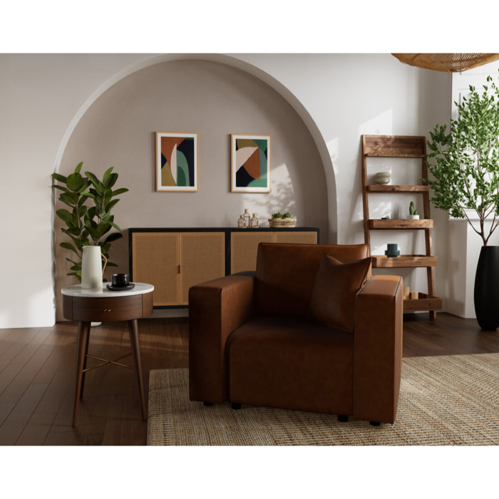 Topaze - fauteuil en simili - Cognac