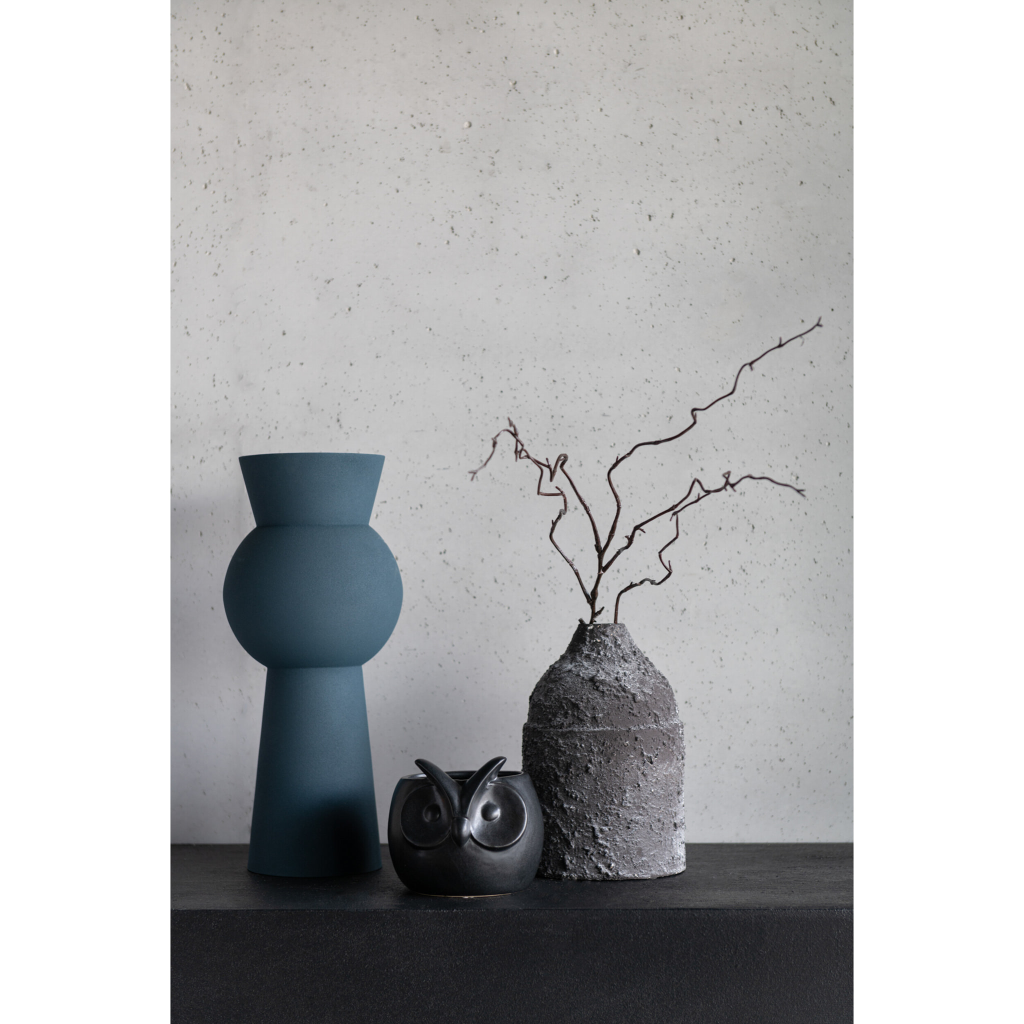 J-Line cache-pot Hibou - porcelaine - noir - small - Ø 11 cm