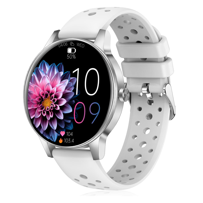 Smartwatch QS80 con llamadas BT, notificaciones push. Monitor deportivo y de salud.