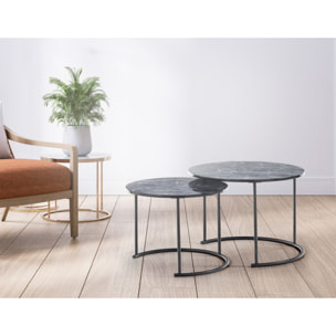 Tomasucci Set de 2 tables basses THIN-R MARBRE NOIRES