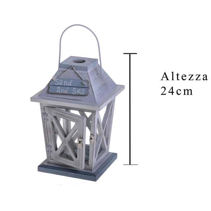 Lanterna. Altezza 24 Cm - Pezzi 1 - 16X24X16cm - Colore: Blu - Bianchi Dino - Marina Lanterne E P/Candele