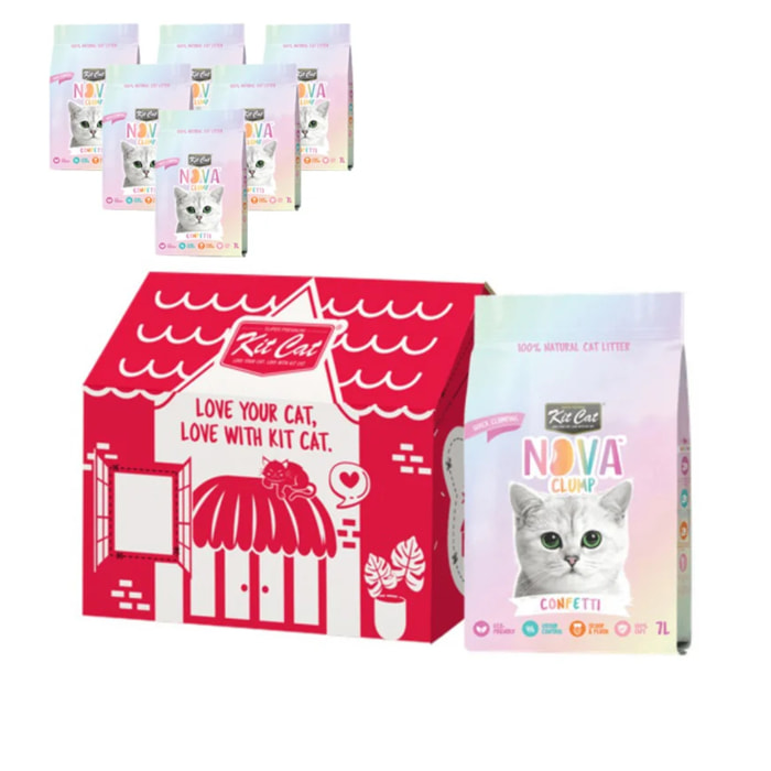 Pack 6 Kit Cat Arena Eco Nova - Confetti 7 L Arena para gatos