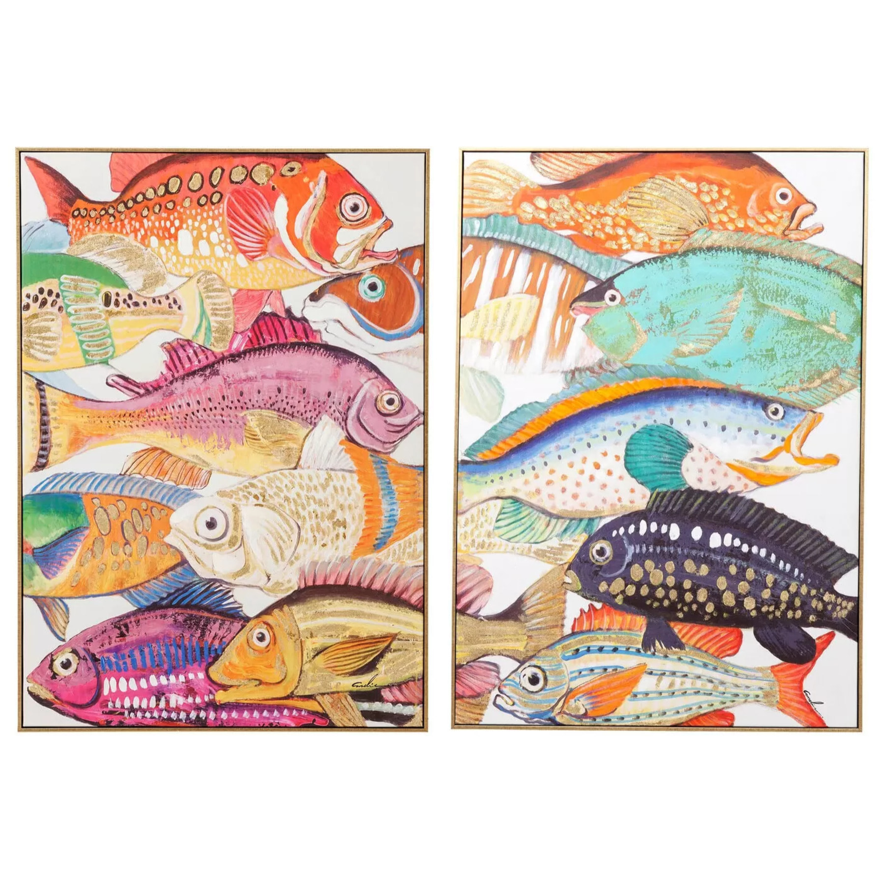 Tableaux Fish Meeting 40x50cm set de 2 Kare Design