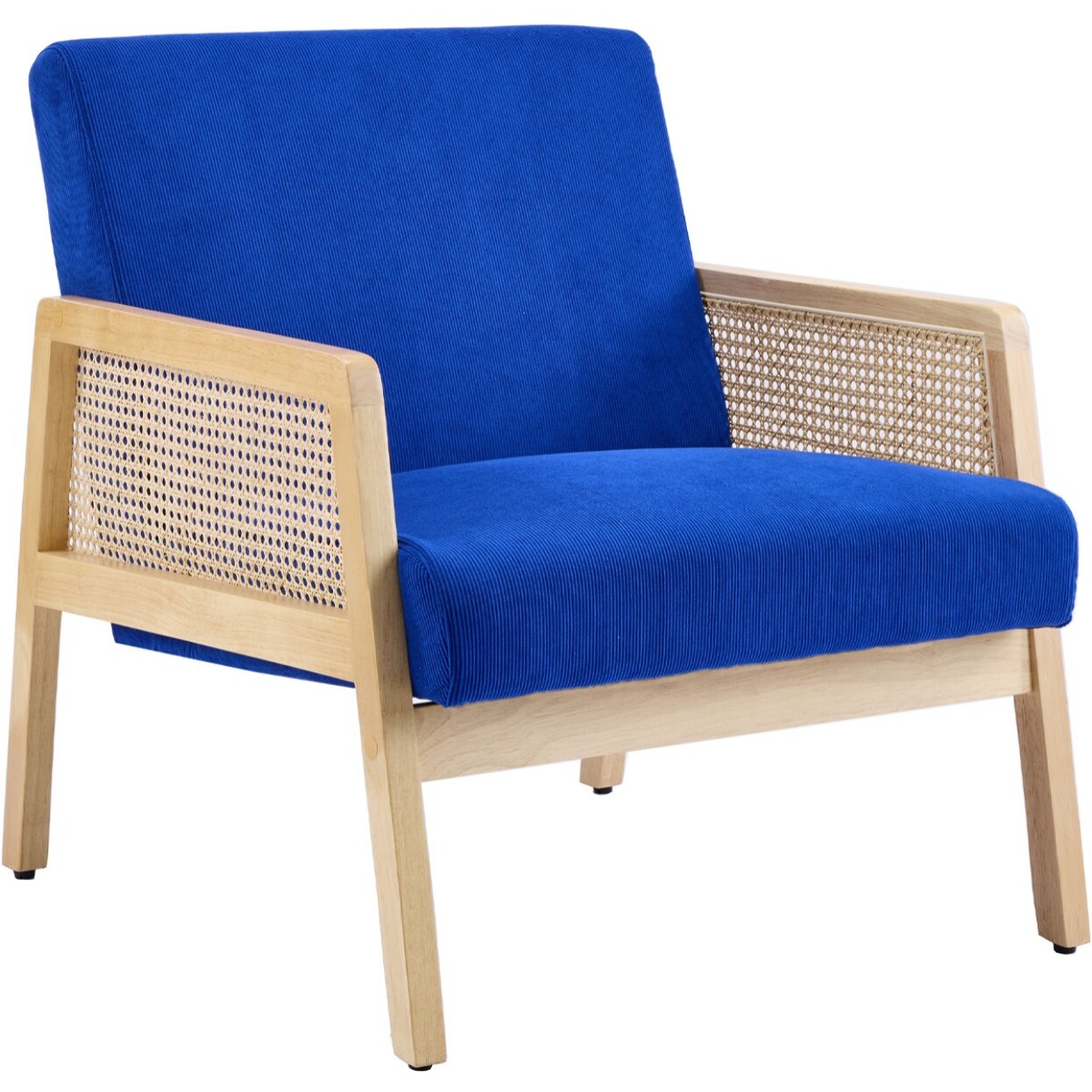 Fauteuil en cannage et velours côtelé - MANI