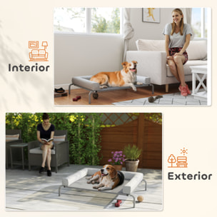 Cama Elevada para Perros Refrescante con Refuerzos Extraíbles Cama Elevada para Perros Medianos Portátil con Malla Transpirable Marco de Acero para Interior Exterior 110x75x30 cm Gris Claro