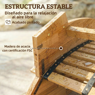 Pack de 2 Sillas Mecedoras de Jardín de Madera, Mecedoras para Exterior Ergonómica Plegables con Diseño Listonado, para Balcón, Terraza, Patio, Carga 120 kg, 60x156x77 cm, Natural