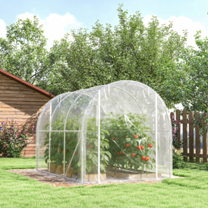 Serre tunnel de jardin 6 m² - 2 grandes portes enroulables - acier galvanisé bâche transparente