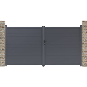 Portail aluminium "Marc" - 349.5 x 180.9 cm - Gris