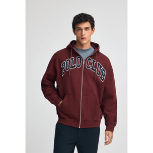 Sudadera granate de corte holgado con logo Polo Club