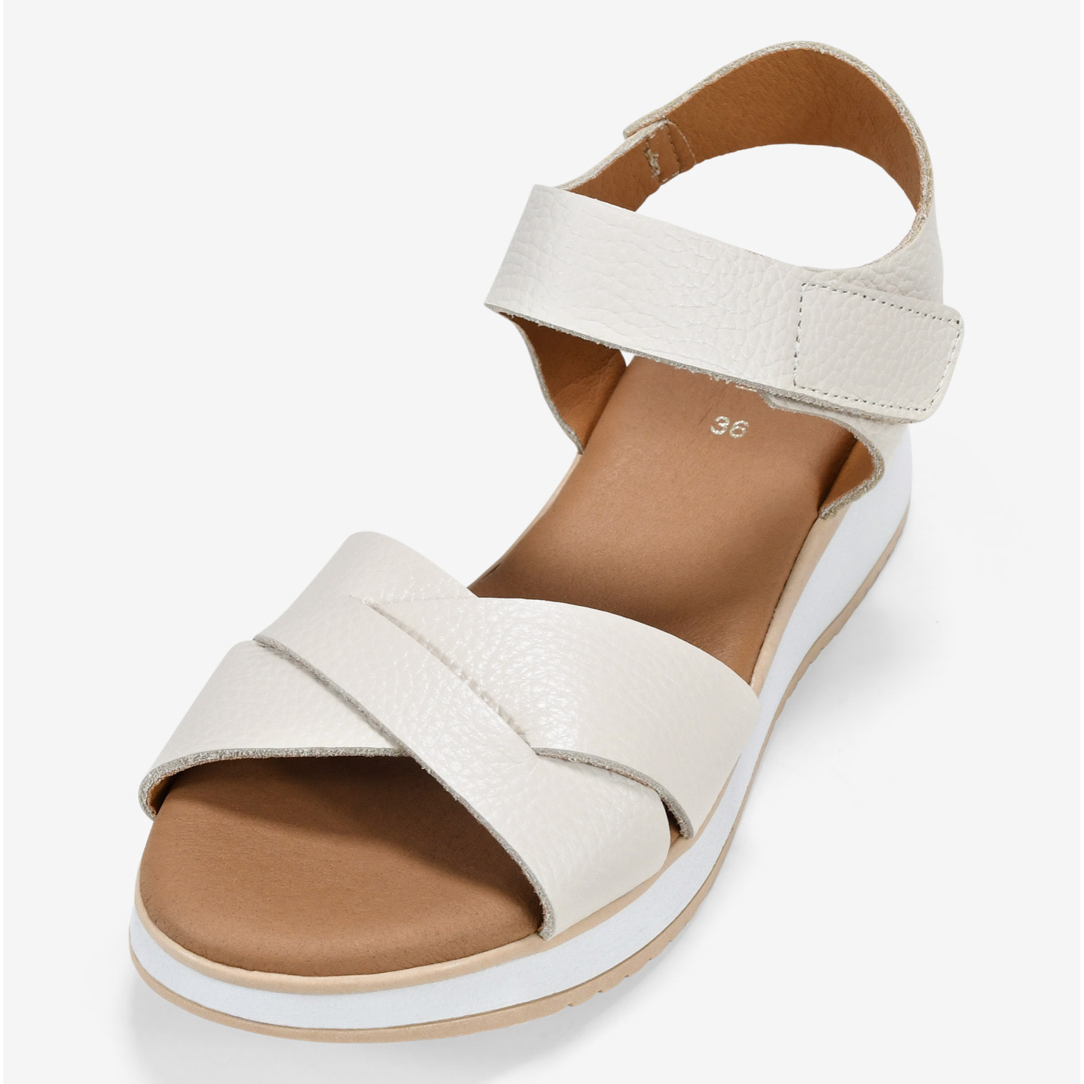 Sandalias de piel blancas con cuña y plataforma