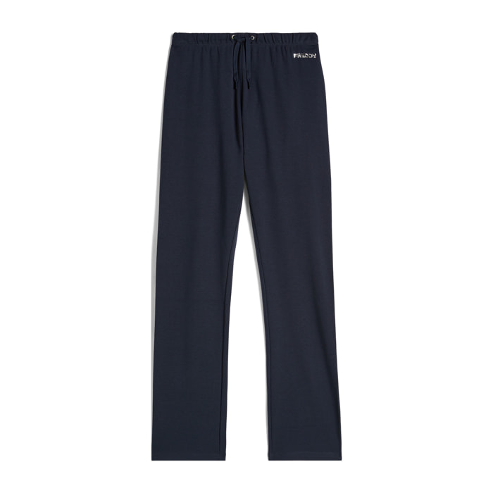 Pantaloni in cotone regular fit vita alta con coulisse