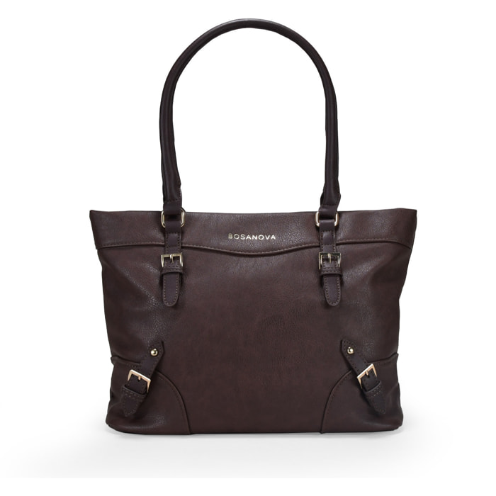 Bolso de hombro marrón para portátil