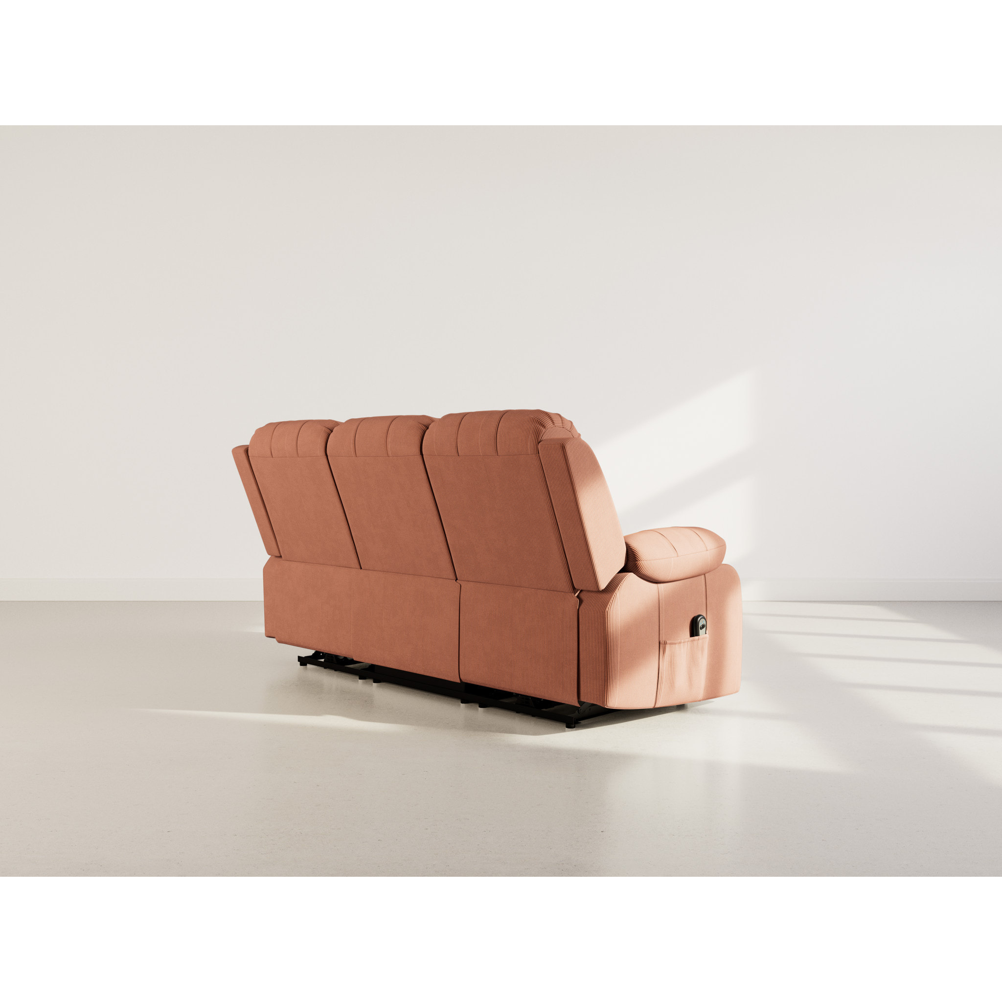 Armand - Canapé 3 places relax électrique en velours côtelé - Terracotta