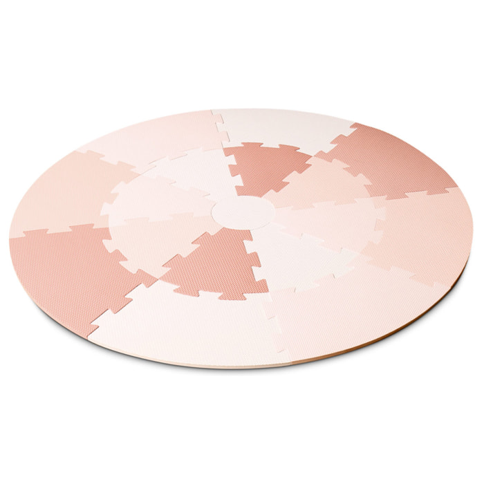 Alfombra infantil ROSE PLAYMAT redonda de espuma EVA diseño puzle rosa