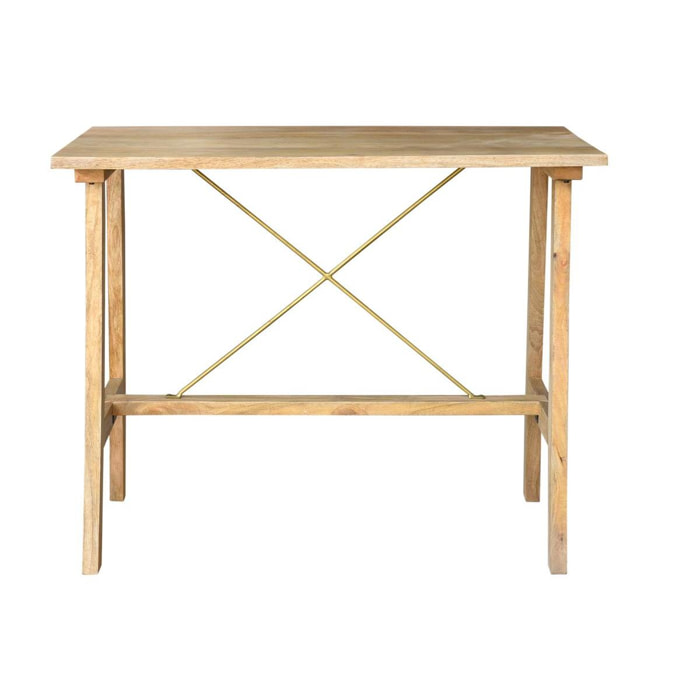 Table de bar en bois manguier massif et métal doré L130 cm MARGHA