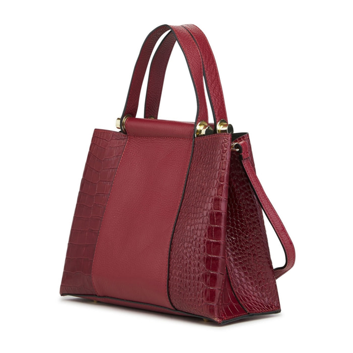 Borse Donna colore Rosso-in pelle Made in Italy 25x29x13cm