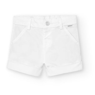 Bermudas niÃ±o, satÃ©n estampado liso, blanco