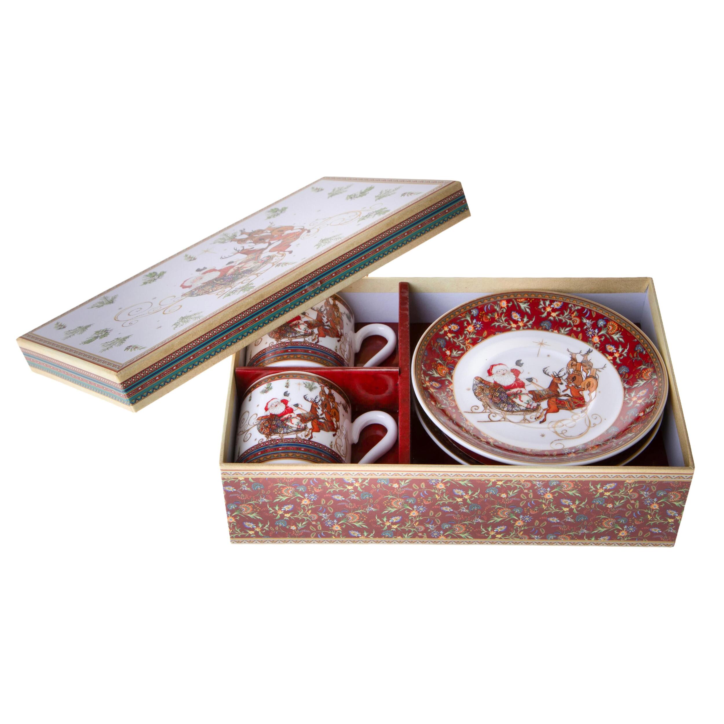 Set di 2 tazze/Piatti con B.Natale per uso interno - Pezzi 1 - Colore Rosso - 22x6,2Hx13,6cm - Bianchi Dino