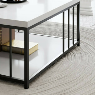Tavolino da salotto Raiden, Tavolo basso da caffè, Portariviste per divano, Ripiano da soggiorno, 90x90h40 cm, Bianco e Nero