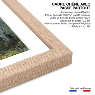 Poster Les Nympheas Claude Monet Affiche + cadre en bois - Chêne