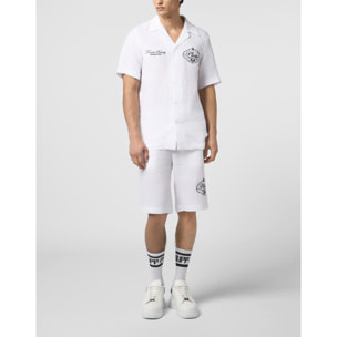 PHILIPP PLEIN Linen Drawstring Shorts Tennis Club