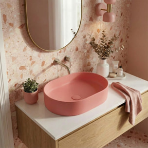 Vasque à poser ovale 50 x 36,5 x 12 cm sans trop-plein rose mat PixL (CEPX5037PM)