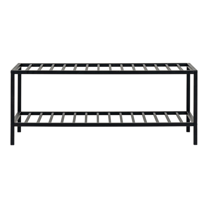 Scarpiera Vita a 2 ripiani in acciaio nero 79x34x32 cm